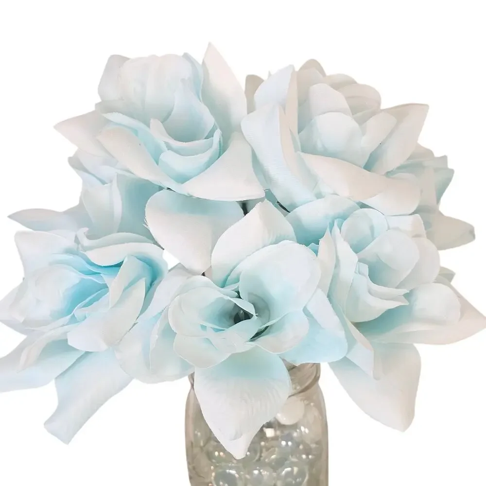 45 Baby Blue Powder Blue Artificial Silk Roses 3in Short Stem Wedding Flowers